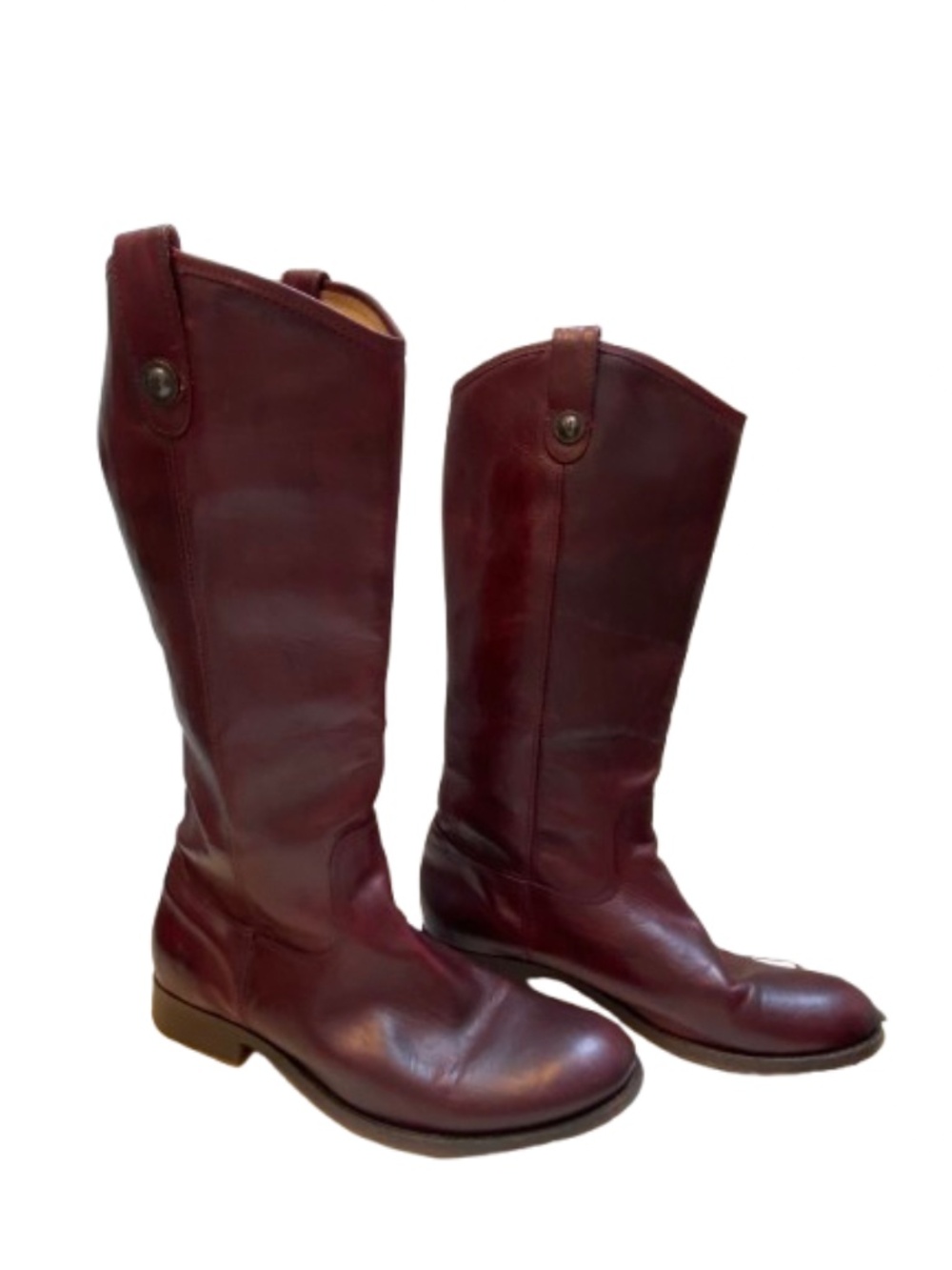 FRYE Melissa Button Tall Leather Riding Boots Bordeaux Wine 10B